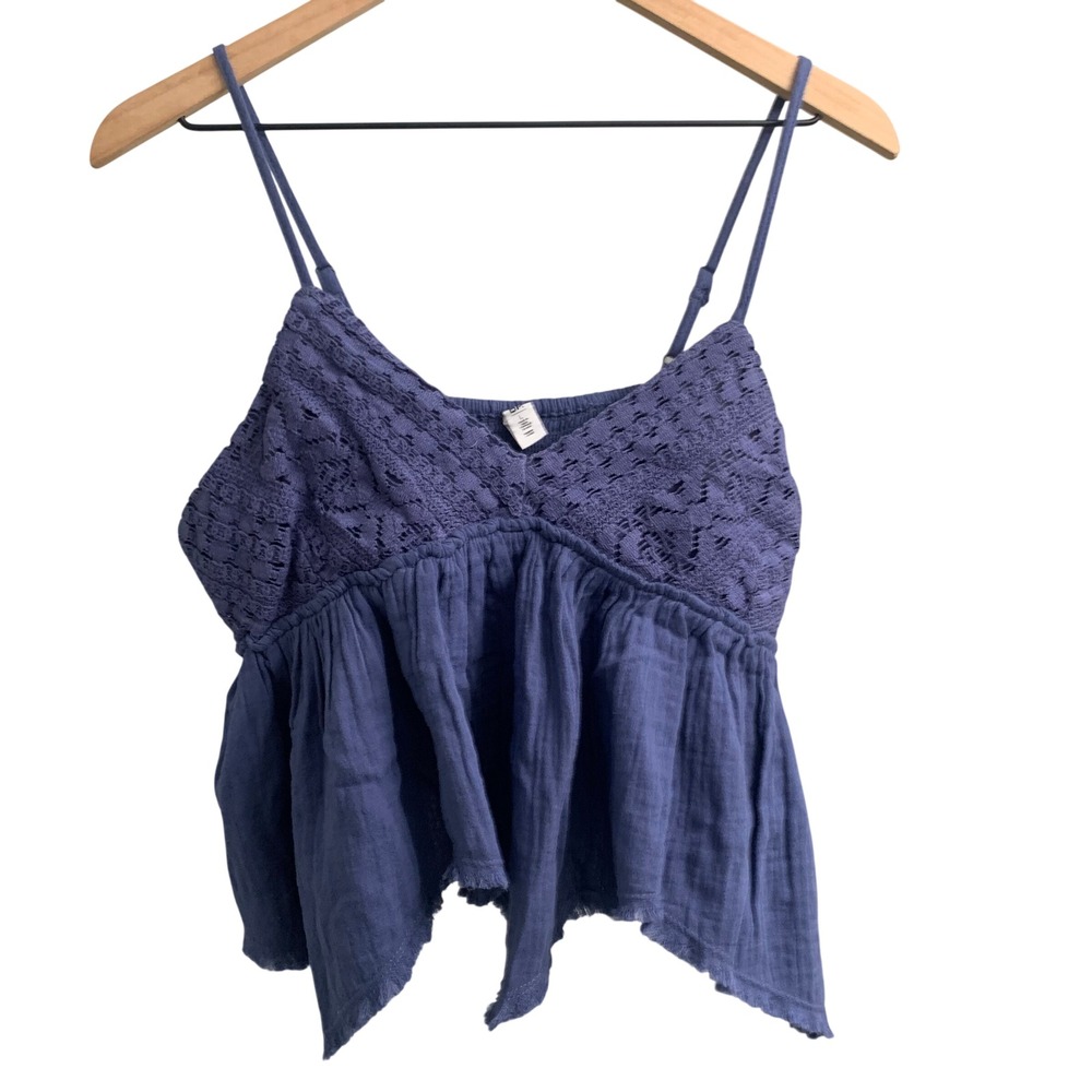 NWT BP Lace & Cotton Gauze‎ Babydoll Camisole in blue Size Large